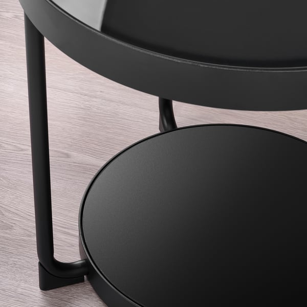 FRÖTORP Coffee table/side table, set of 2, anthracite marble effect/black glass