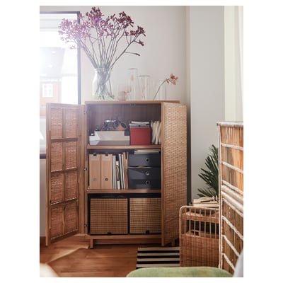 FRYKSÅS Cabinet, rattan, 81x124 cm