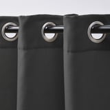 GINSTMOTT Curtains, 1 pair, dark grey/with eyelets, 145x300 cm