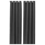 GINSTMOTT Curtains, 1 pair, dark grey/with eyelets, 145x300 cm