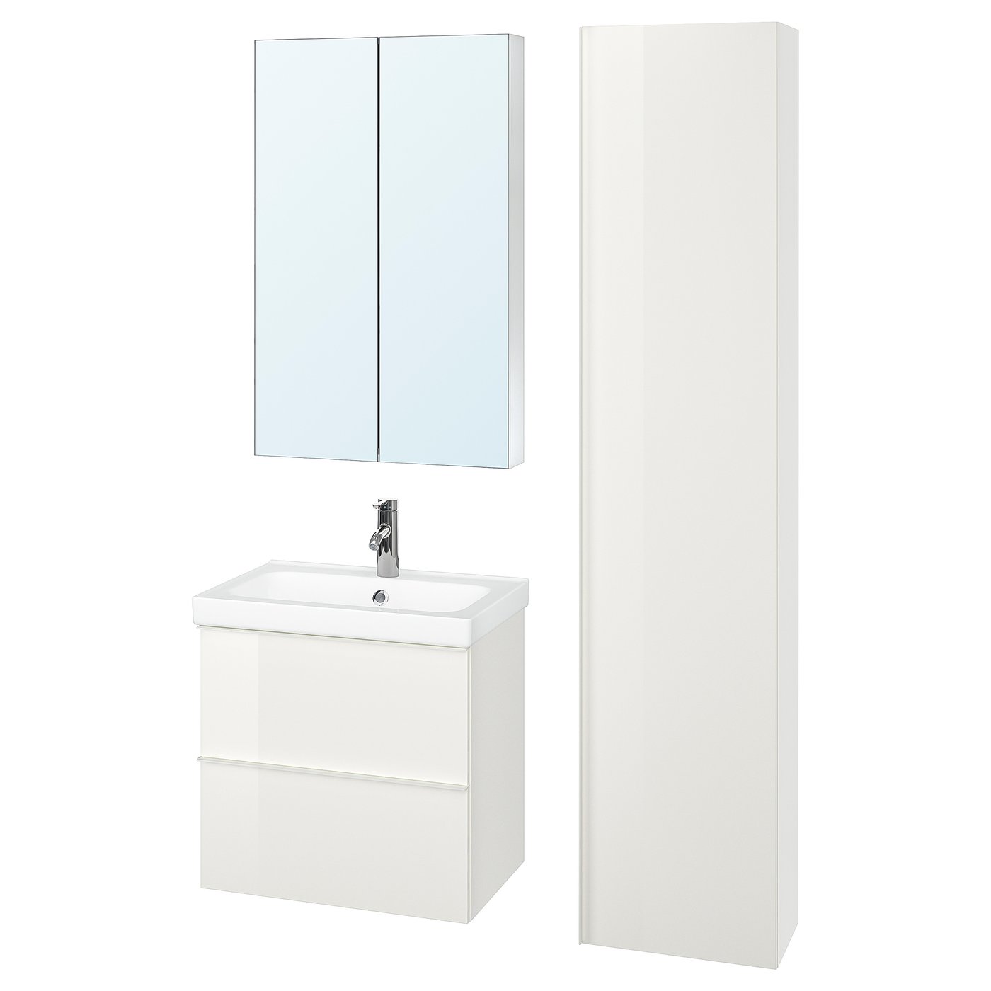 / ODENSVIK Bathroom furniture, set of 5 highgloss white