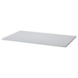 A white GRÅSALA tabletop. It is rectangular, made of particleboard with melamine foil, and has plastic edging.
