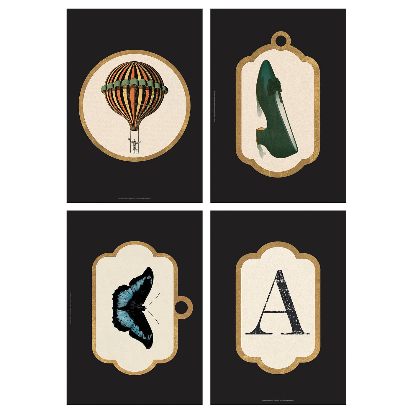 GRÖNBY picture, set of 4, vintage ephemera - IKEA