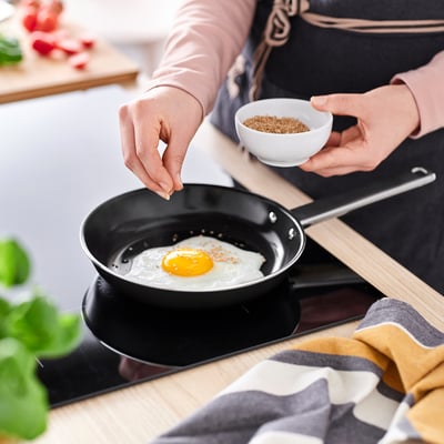 GULDÖRING Frying pan, non-stick coating stainless steel/black-grey, 20 cm