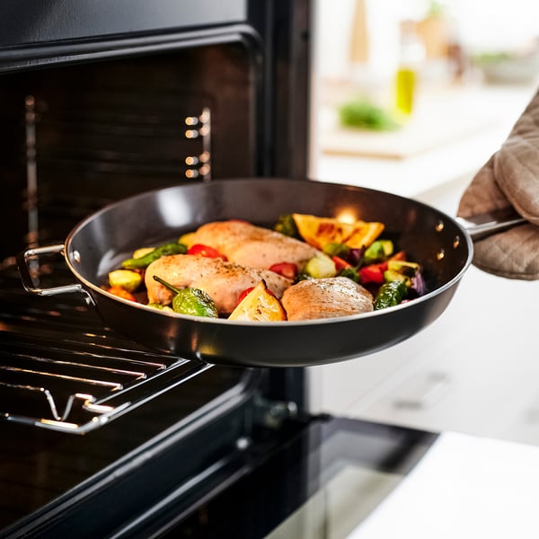 GULDÖRING Frying pan, non-stick coating stainless steel/black-grey, 32 cm