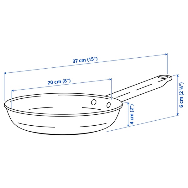 GULDÖRING Frying pan, non-stick coating stainless steel/black-grey, 20 cm