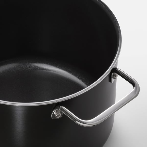 GULDÖRING Pot with lid, non-stick coating stainless steel/black-grey, 3 l