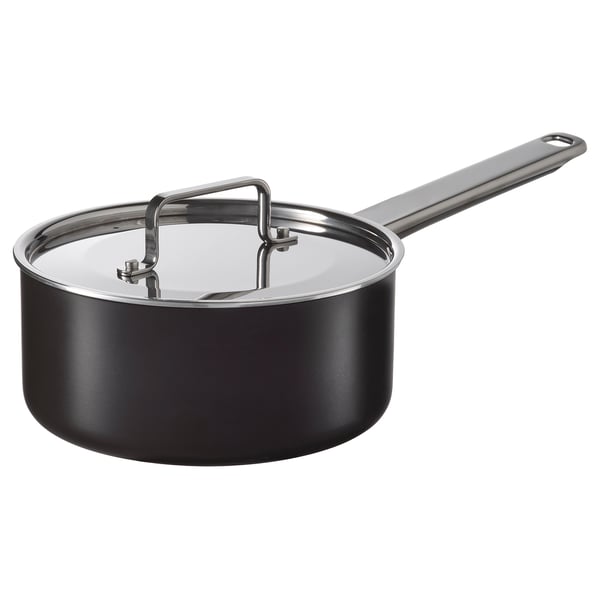 GULDÖRING Saucepan with lid, non-stick coating stainless steel/black-grey, 2 l