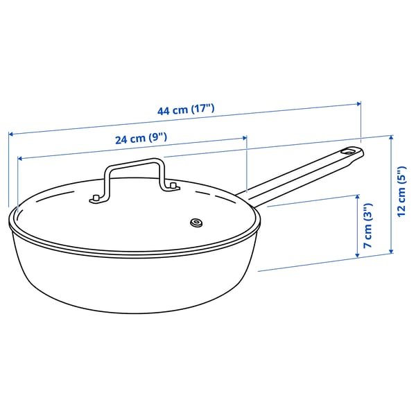GULDÖRING Sauté pan with lid, non-stick coating glass/black-grey, 24 cm