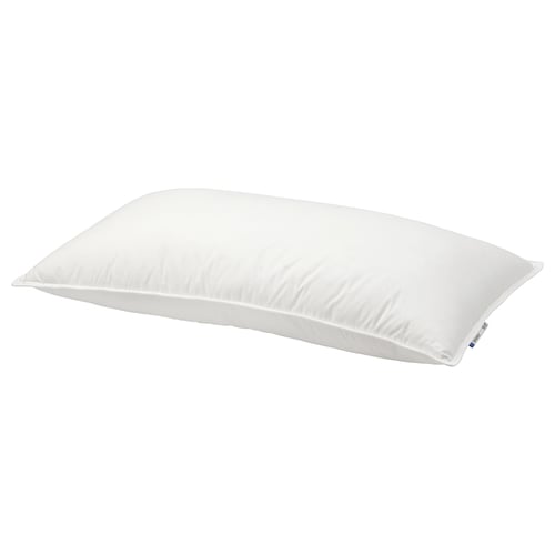 A white GULKAVLE pillow. It is round and fluffy, designed for comfort with down and feather filling.