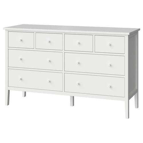 White gullaberchest, 6 drawers, rounded knobs, 4 legs. Minimalist style.