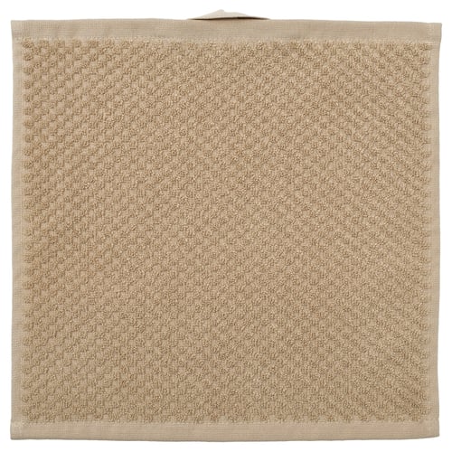 GULVIAL beige bath towel, soft 100% cotton, square with textured design.