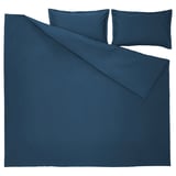 HAMPFLOCKEL Duvet cover and 2 pillowcases, dark blue, 240x220/50x80 cm