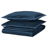 HAMPFLOCKEL Duvet cover and 2 pillowcases, dark blue, 240x220/50x80 cm