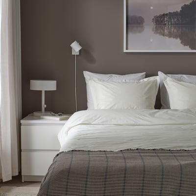 HAMPFLOCKEL Duvet cover and 2 pillowcases, white, 240x220/50x80 cm