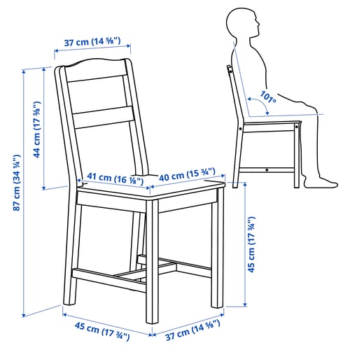 Illustration with measurements for the product: HAUGA.