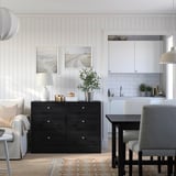 HAVSTA Chest of 6 drawers, black, 121x47x89 cm