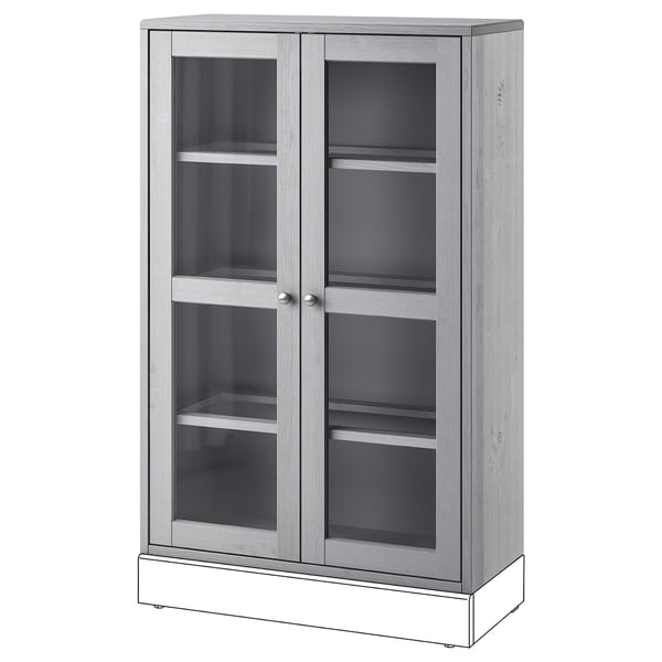 Havsta خزانة بباب زجاج رمادي Ikea