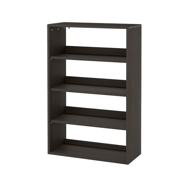 HAVSTA dark unit, rectangular, four open shelves, simple design.