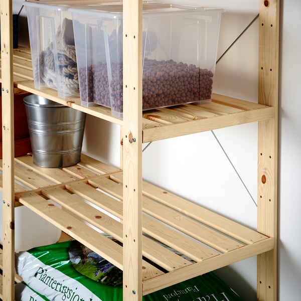 HEJNE 4 sections/shelves, softwood, 307x50x171 cm