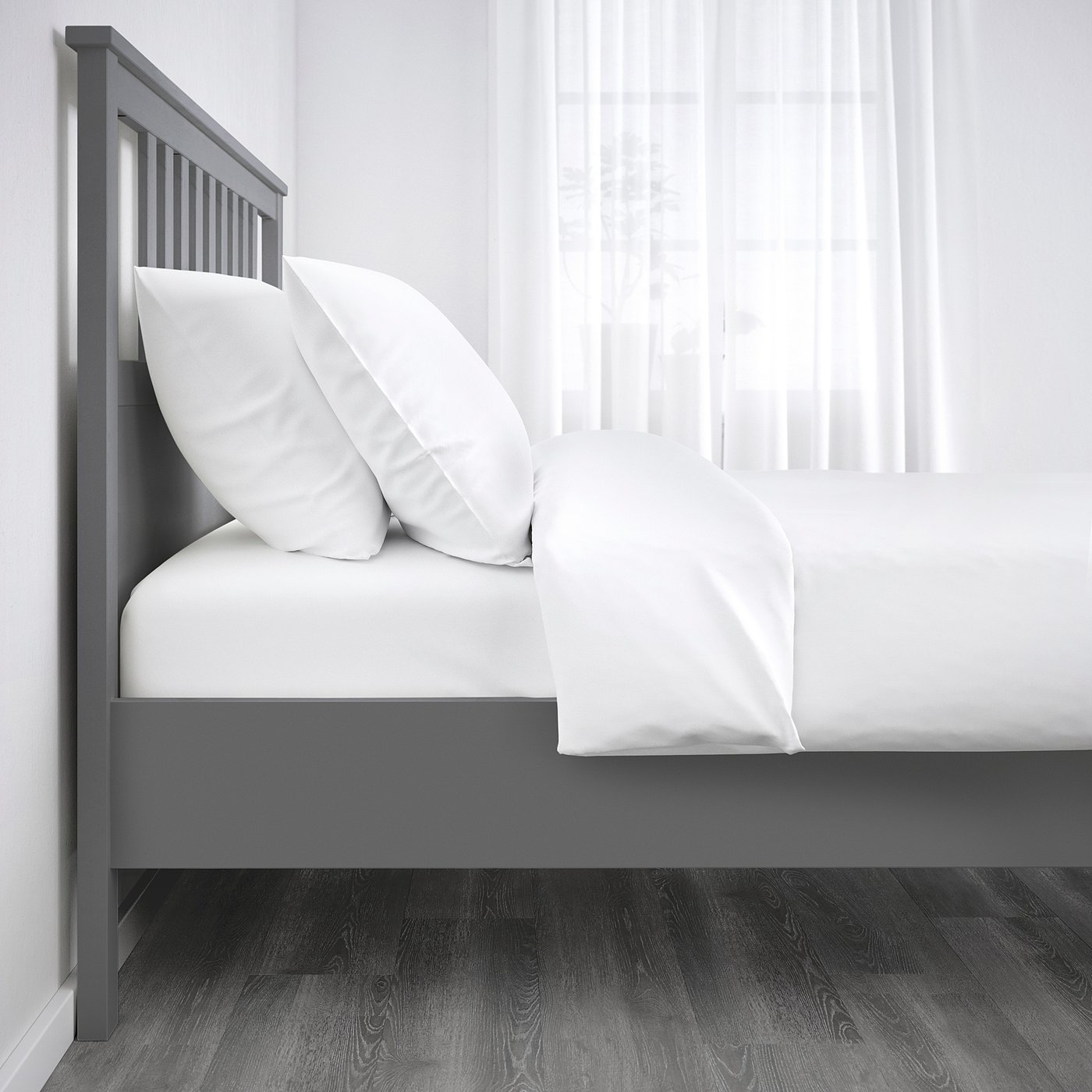 HEMNES Bed frame grey stained/Lönset IKEA