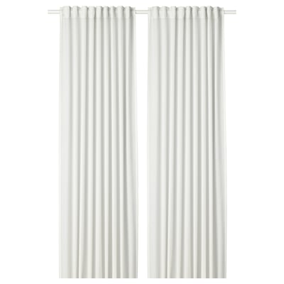 HILJA Curtains, 1 pair, white/with heading tape, 145x300 cm