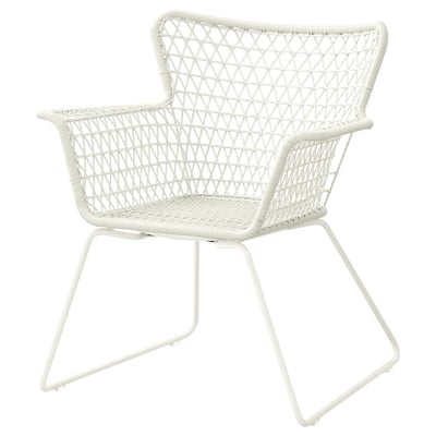 HÖGSTEN white rattan chair, outdoor, white, woven plastic, modern, comfortable.