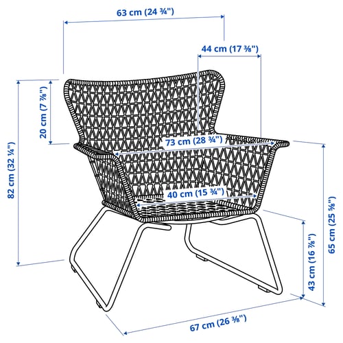 Illustration with measurements for the product: HÖGSTEN.