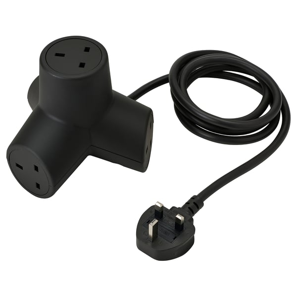 HORNFELS Extension cord, dark grey, 1.8 m