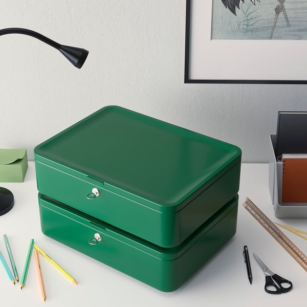 HUSBYÅN Wall cabinet, dark green, 28x11x37.5 cm