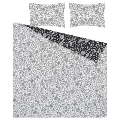IDALINNEA Comforter set, white/grey, 240x220/50x80 cm