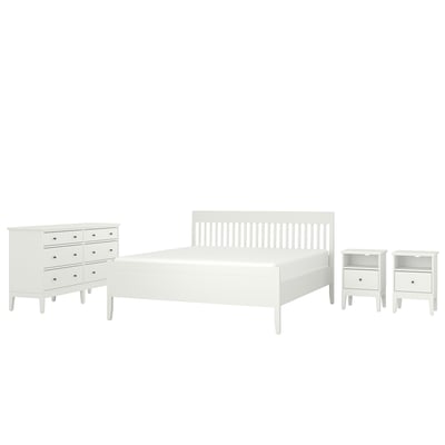 IDANÄS Bedroom furniture, set of 4, white, 180x200 cm