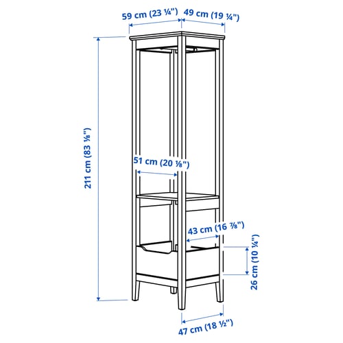 Illustration with measurements for the product: IDANÄS.