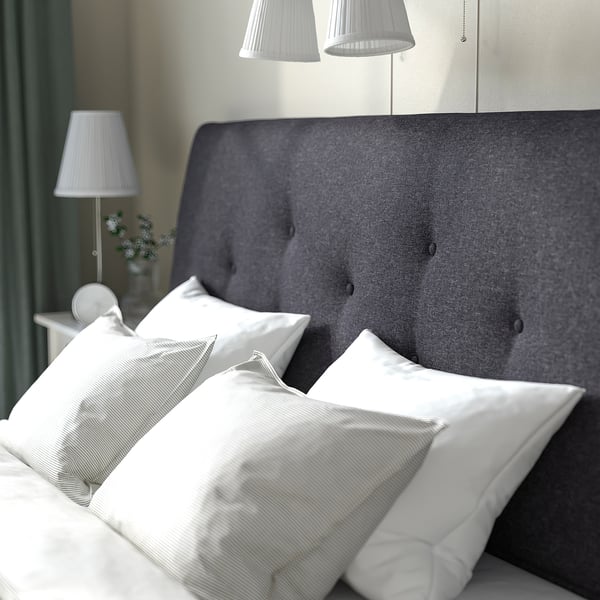 IDANÄS Upholstered bed frame, Gunnared dark grey, 160x200 cm