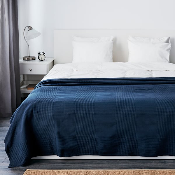 INDIRA Bedspread, dark blue, 230x250 cm IKEA