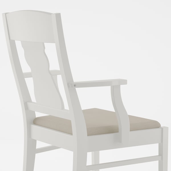 Ingatorp Chair With Armrests White Nordvalla Beige Ikea