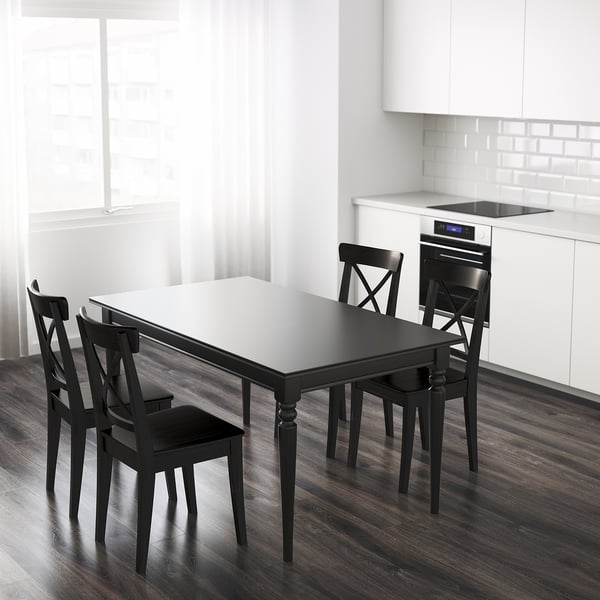 Ingatorp طاولة قابلة للتمديد أسود 155 215x87 سم Ikea