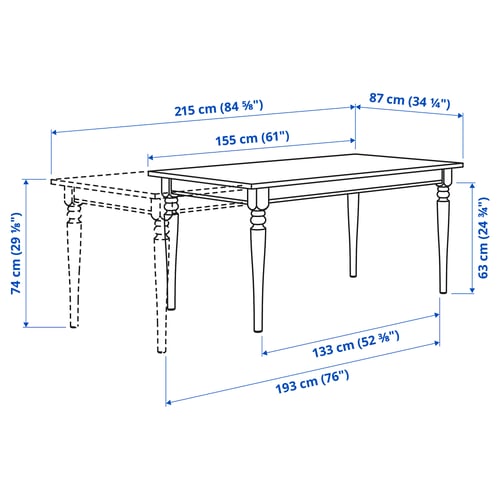Illustration with measurements for the product: INGATORP.