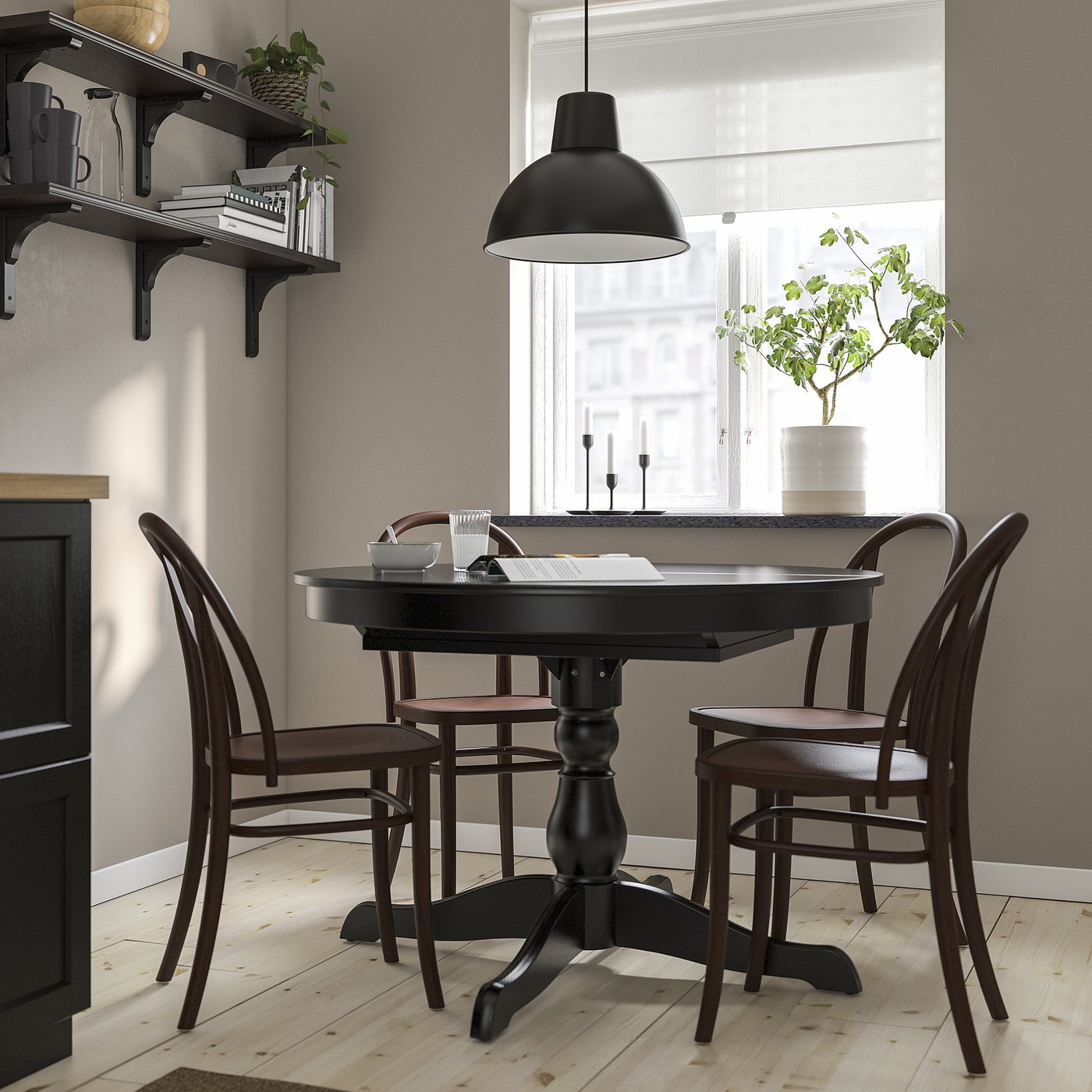 INGATORP extendable table, black, 110/155 cm - IKEA