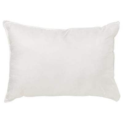 White square throw pillow, rectangular, firm and plump, made with recycled polyester material.