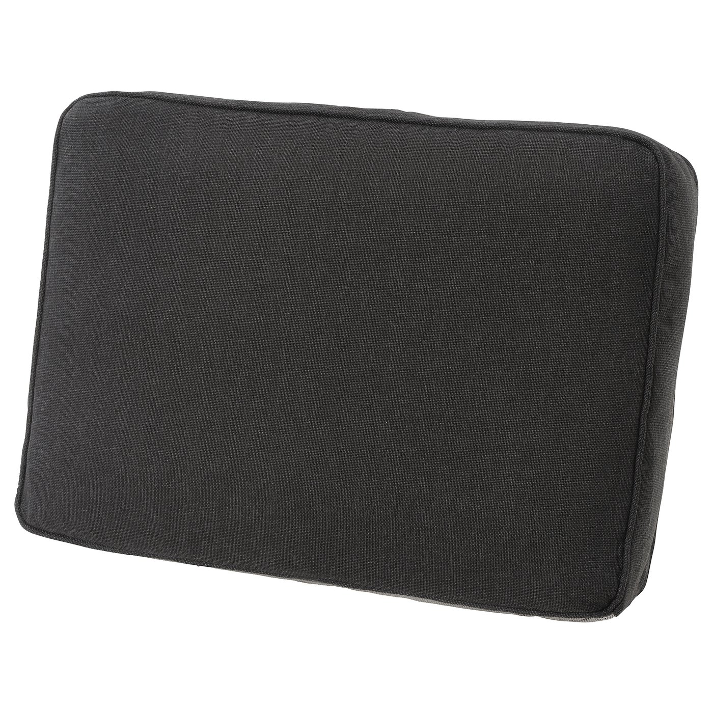 JÄRPÖN/DUVHOLMEN: black outdoor back cushion, rectangular, zippered cover, recycled polyester.