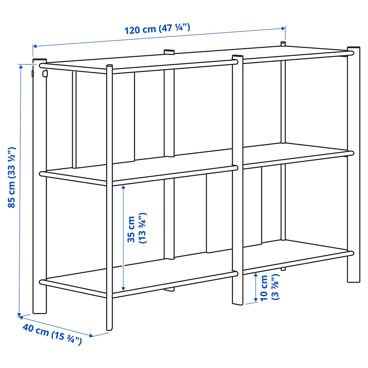 JÄTTESTA shelving unit, black, 120x85 cm - IKEA