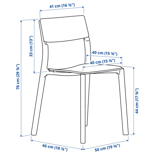 Illustration with measurements for the product: JANINGE.