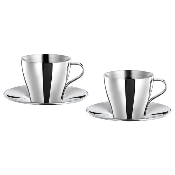 KALASET Espresso cup and saucer, stainless steel, 6 cl