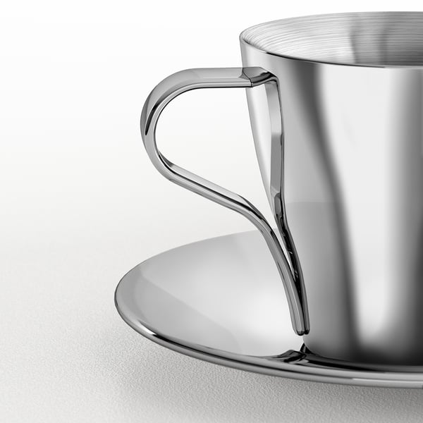 KALASET Espresso cup and saucer, stainless steel, 6 cl