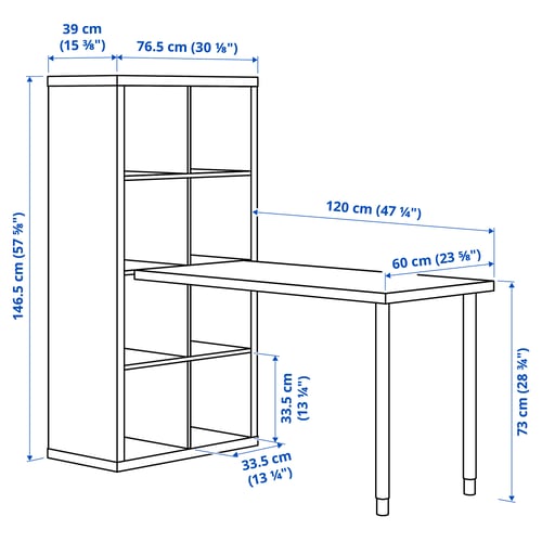 Illustration with measurements for the product: KALLAX.