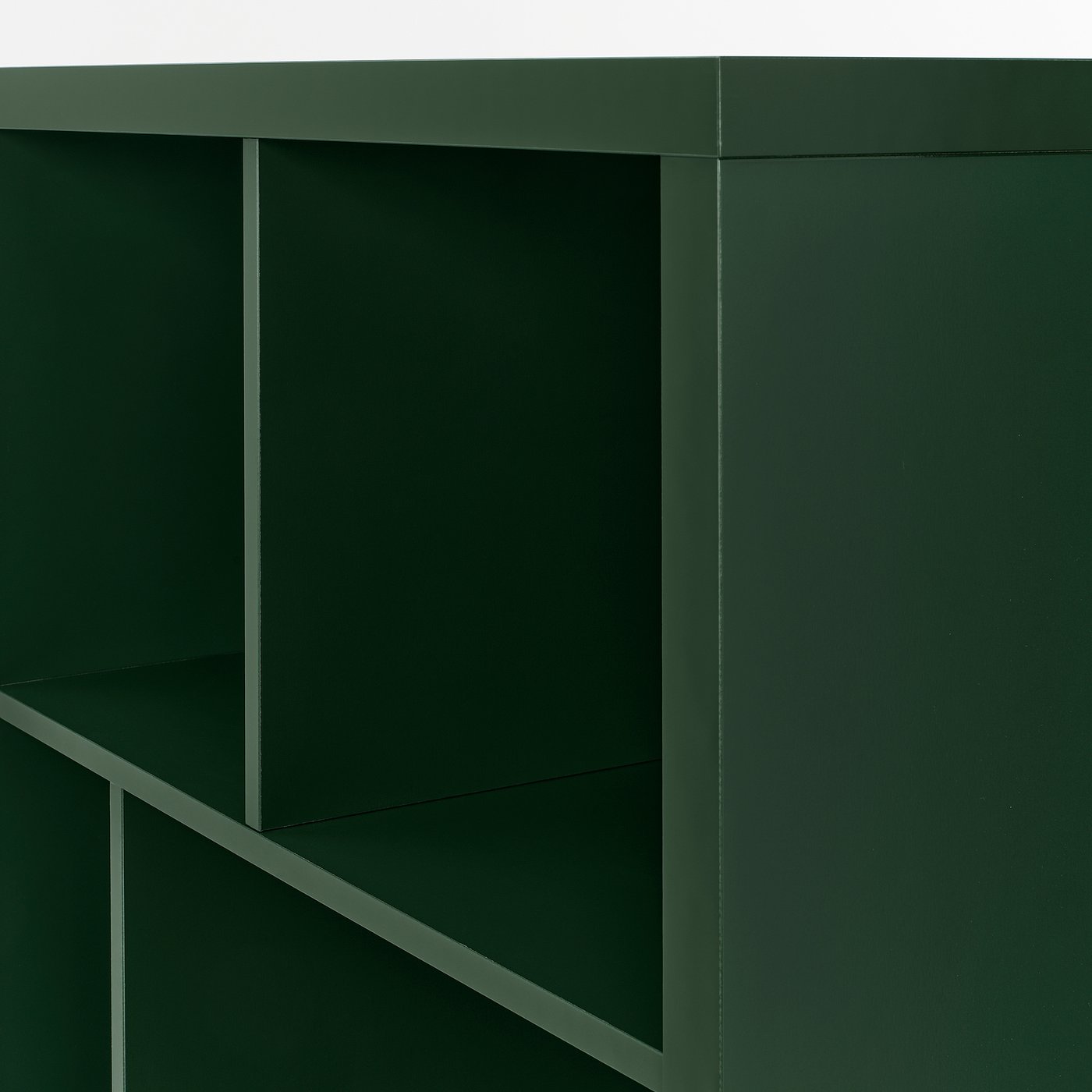 KALLAX shelving unit with underframe, dark green/black, 147x39x94