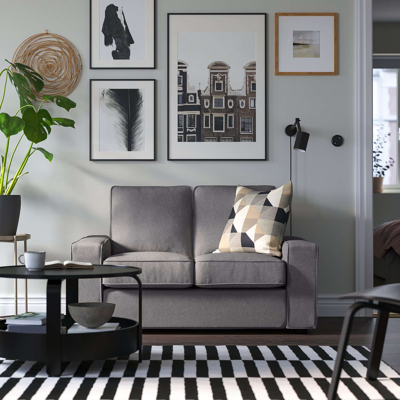 KIVIK compact 2-seat sofa, Tibbleby beige/grey - IKEA