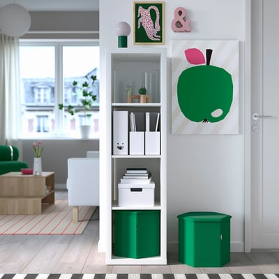 KJUGE Pouffe with storage, Vissle deep green