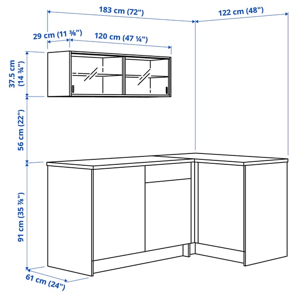 KNOXHULT Corner kitchen, white frame